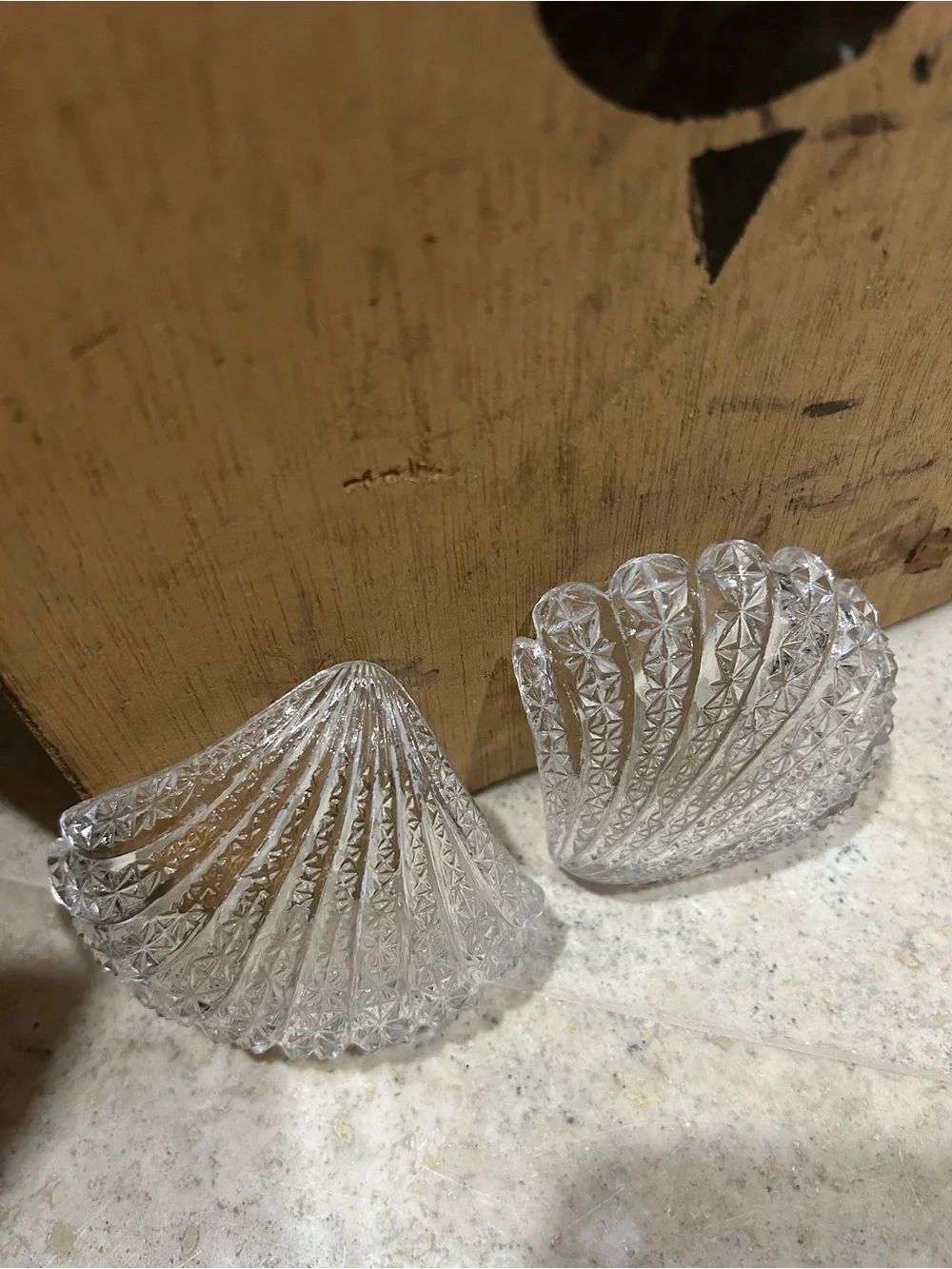 2 Antique EAPG Windsor Glass Shell Shaped Butter Pat Dishes